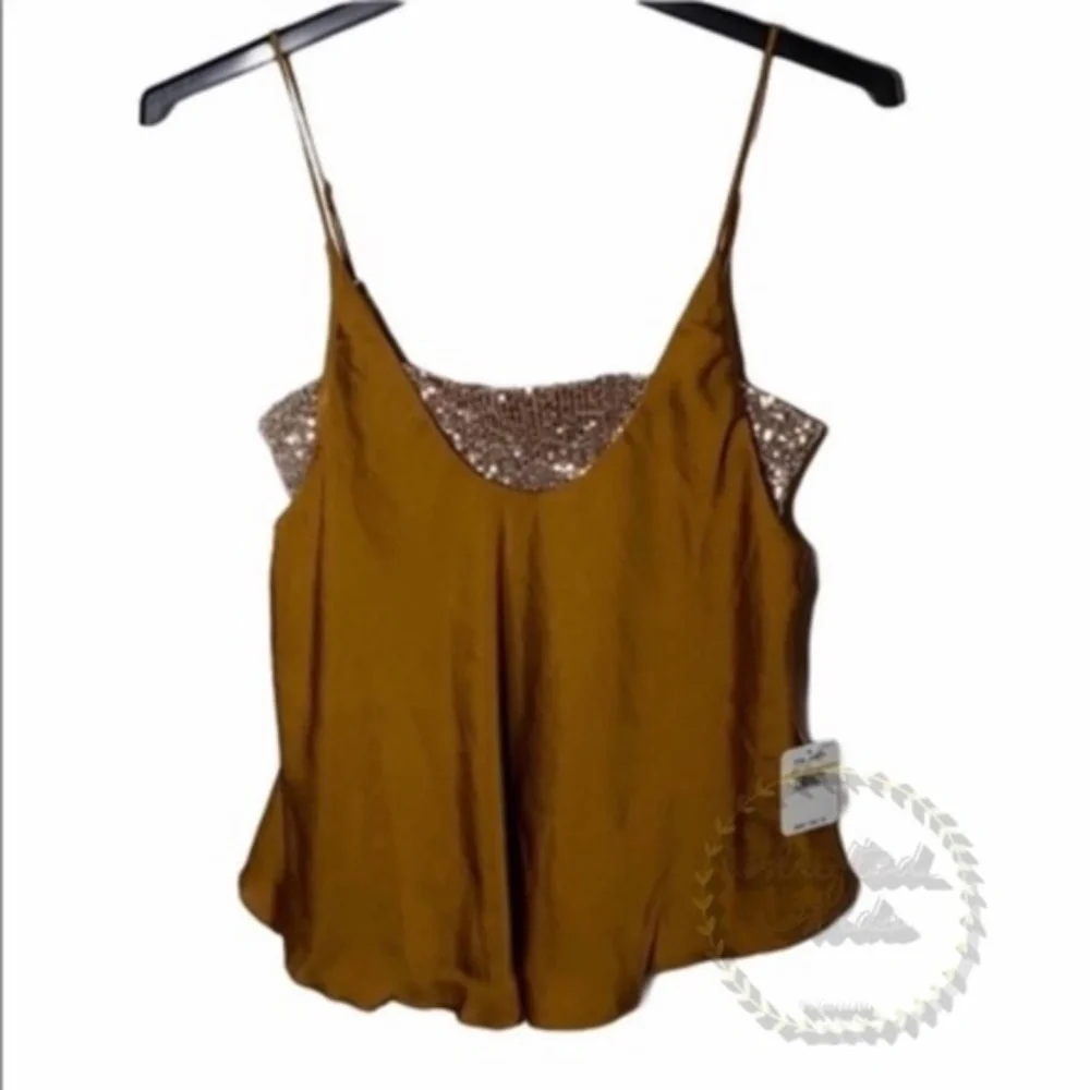 Intimately Free People Turn it On Sequined layered Camisole in Amber sz sm NWT - Picture 3 of 4